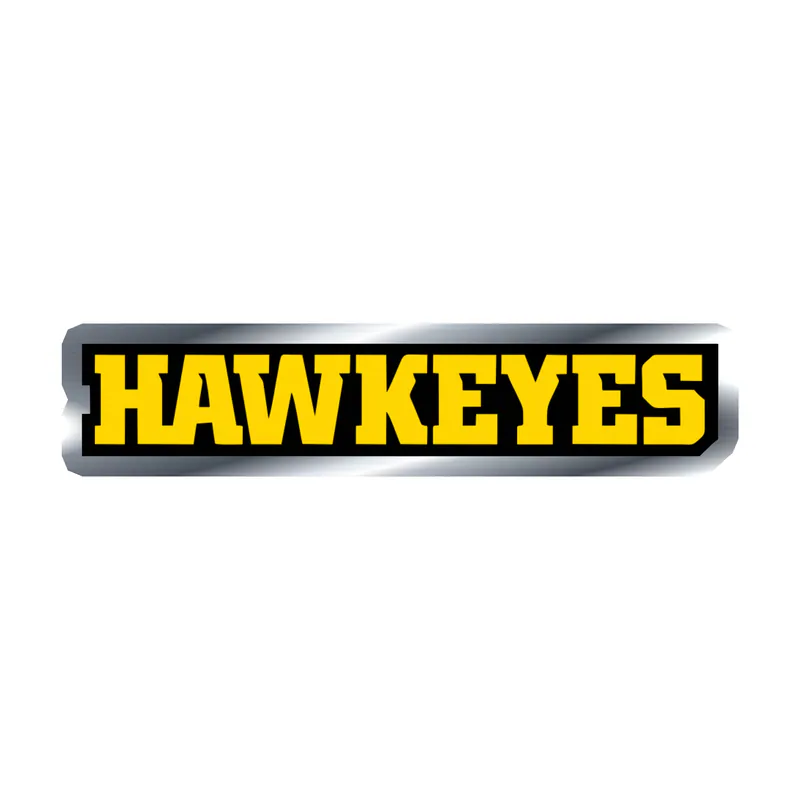 Iowa Hawkeyes - Yellow Hawkeyes - Silver Chrome Vinyl Decal - Custom Size