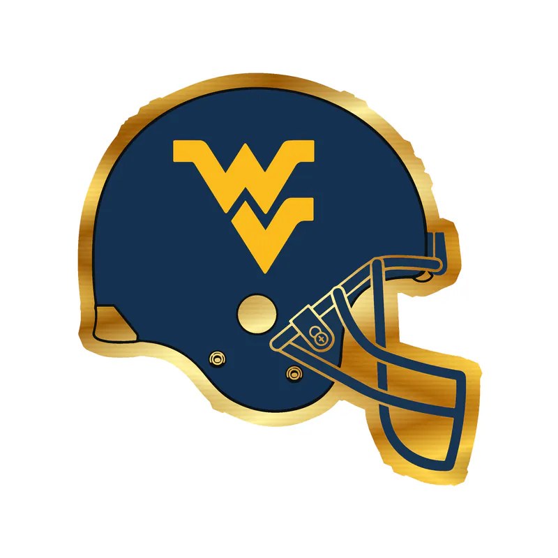 West Virginia Mountaineers - Helmet Gold Chrome Vinyl Decal - Custom Size