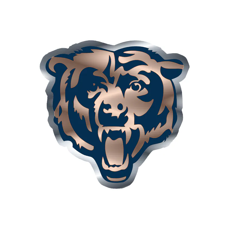 Chicago Bears - Head - Silver Chrome Vinyl Sticker - Custom Size