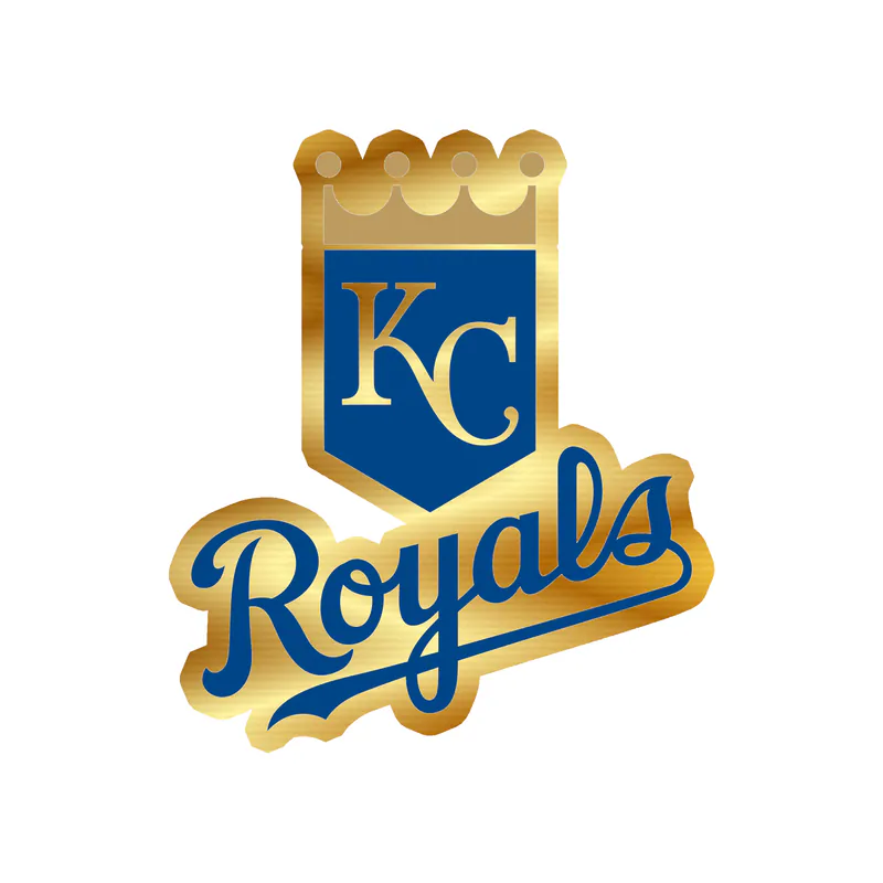 Kansas City Royals - Shield With Royals - Gold Chrome Vinyl Sticker - Custom Size