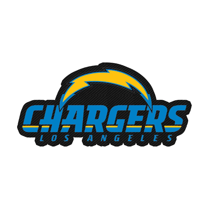 Los Angeles Chargers - Dark Blue Name With Logo - Carbon Fiber Vinyl Sticker - Custom Size