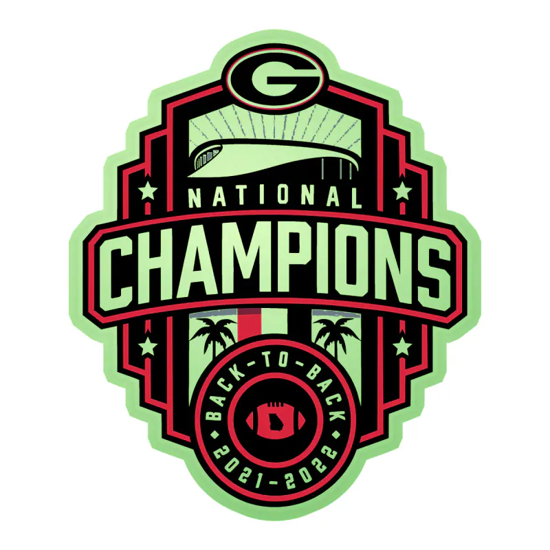 Georgia Bulldogs - National Champions 2022 - Image 4 - Glow in the Dark Vinyl Decal - Custom Size