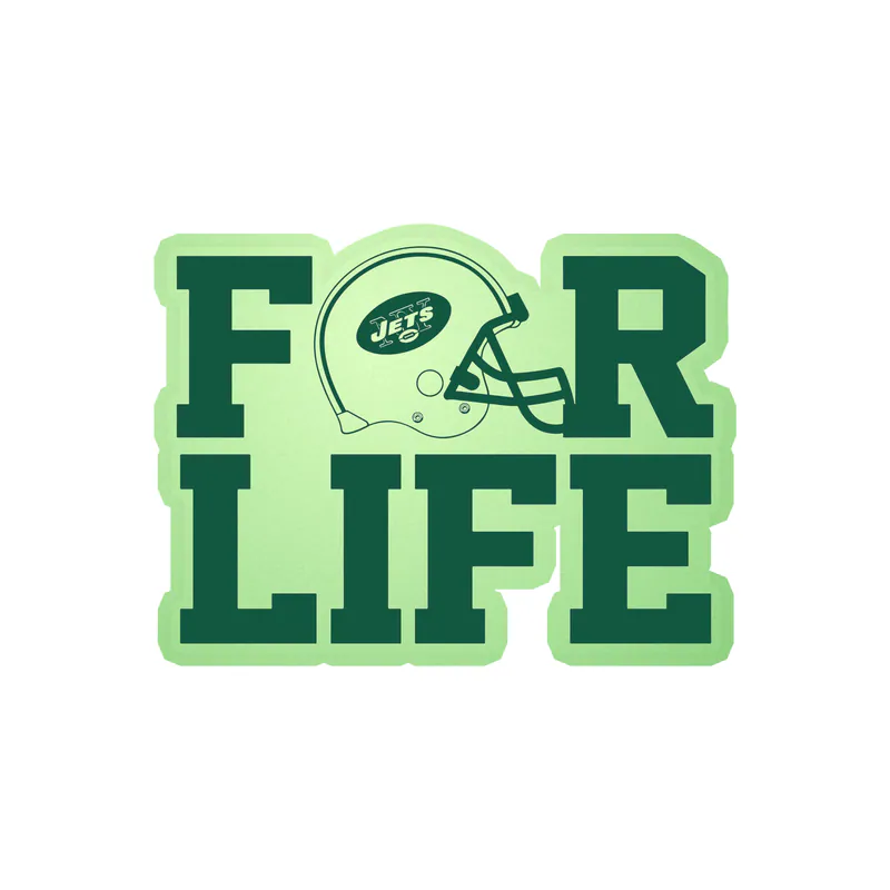 New York Jets - For Life Helmet - Glow in the Dark Vinyl Sticker - Custom Size