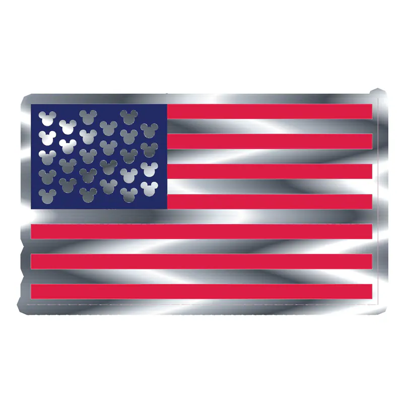 Mickey American Flag Silver Chrome Vinyl Sticker - Custom Size