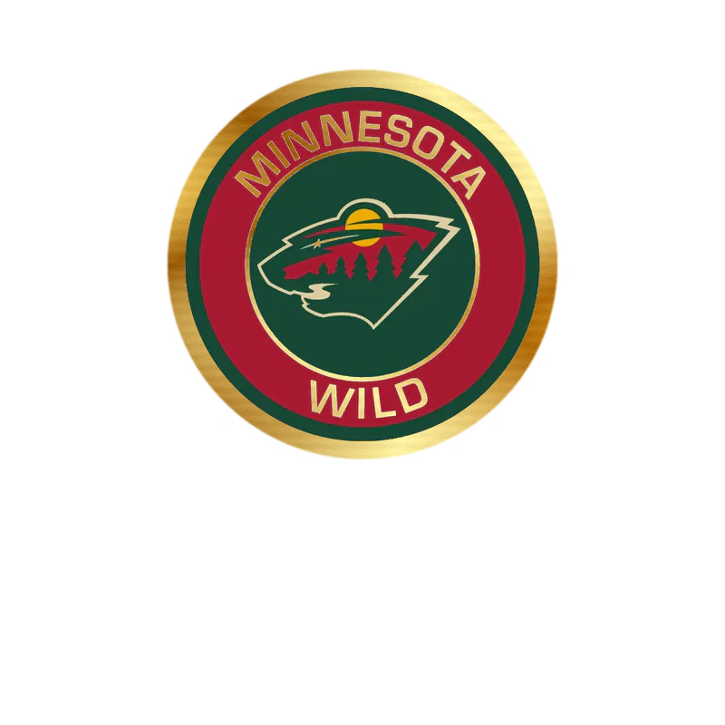 Minnesota Wild - Red Circle With Name - Gold Chrome Vinyl Sticker - Custom Size