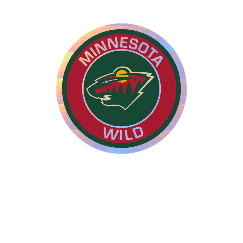 Minnesota Wild - Red Circle With Name - Holographic Vinyl Sticker - Custom Size