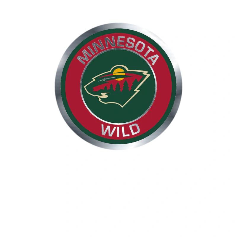 Minnesota Wild - Red Circle With Name - Silver Chrome Vinyl Sticker - Custom Size