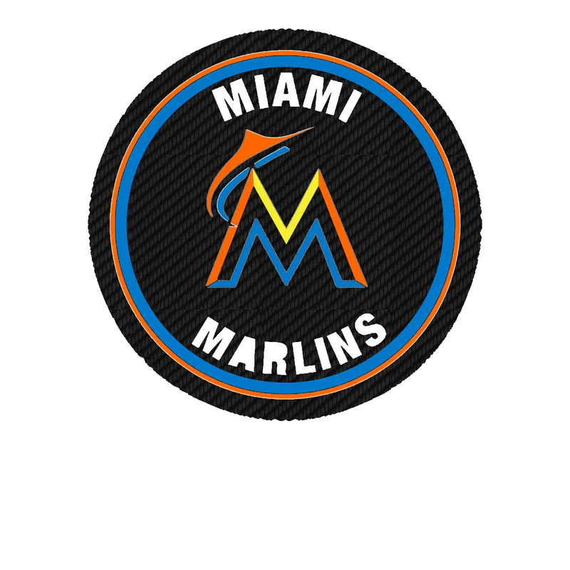 Miami Marlins - Circle With Yellow and Orange M - Carbon Fiber Vinyl Sticker - Custom Size