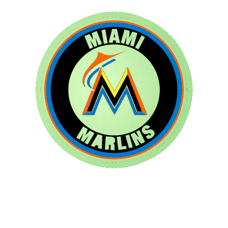 Miami Marlins - Circle With Yellow and Orange M - Glow in the Dark Vinyl Sticker - Custom Size