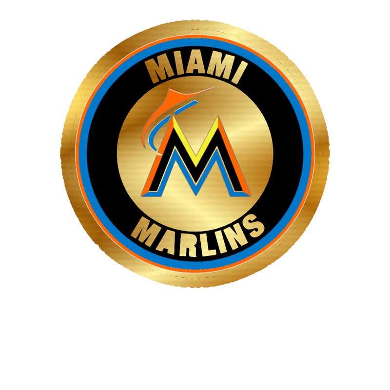 Miami Marlins - Circle With Yellow and Orange M - Gold Chrome Vinyl Sticker - Custom Size