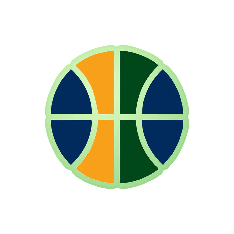 Utah Jazz - Blue Circle With Basketball - Glow in the Dark Vinyl Sticker - Custom Size