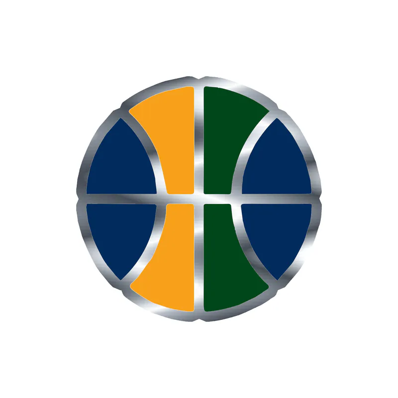 Utah Jazz - Blue Circle With Basketball - Silver Chrome Vinyl Sticker - Custom Size