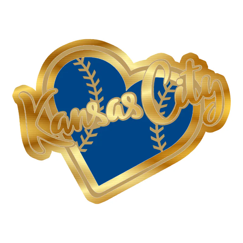 Kansas City Royals - Heart - Gold Chrome Vinyl Sticker - Custom Size