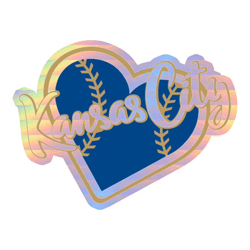 Kansas City Royals - Heart - Holographic Vinyl Sticker - Custom Size