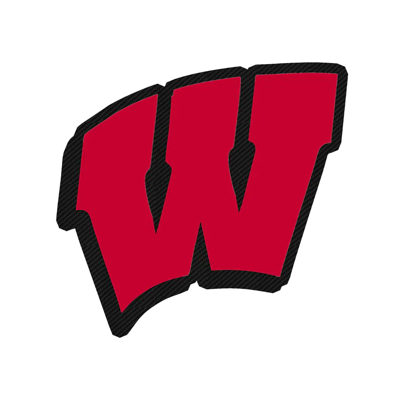 Wisconsin Badgers - W - Carbon Fiber Vinyl Decal - Custom Size
