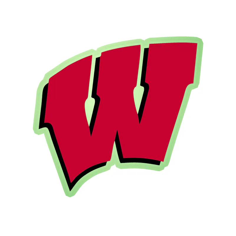 Wisconsin Badgers - W - Glow in the Dark Vinyl Decal - Custom Size