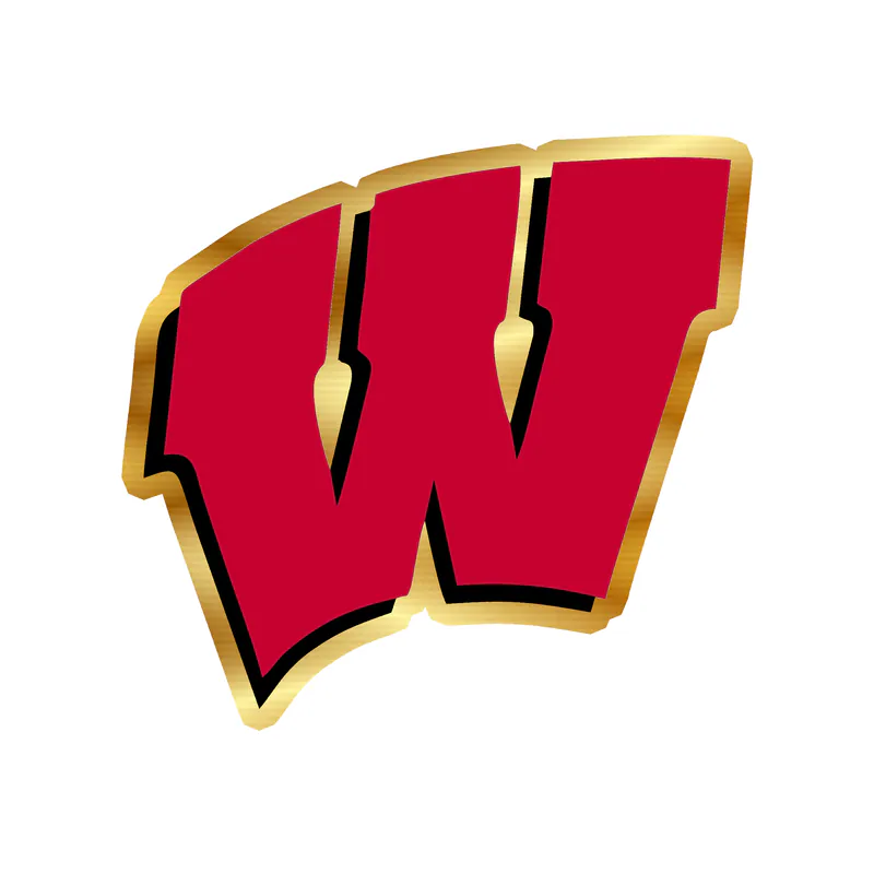 Wisconsin Badgers - W - Gold Chrome Vinyl Decal - Custom Size