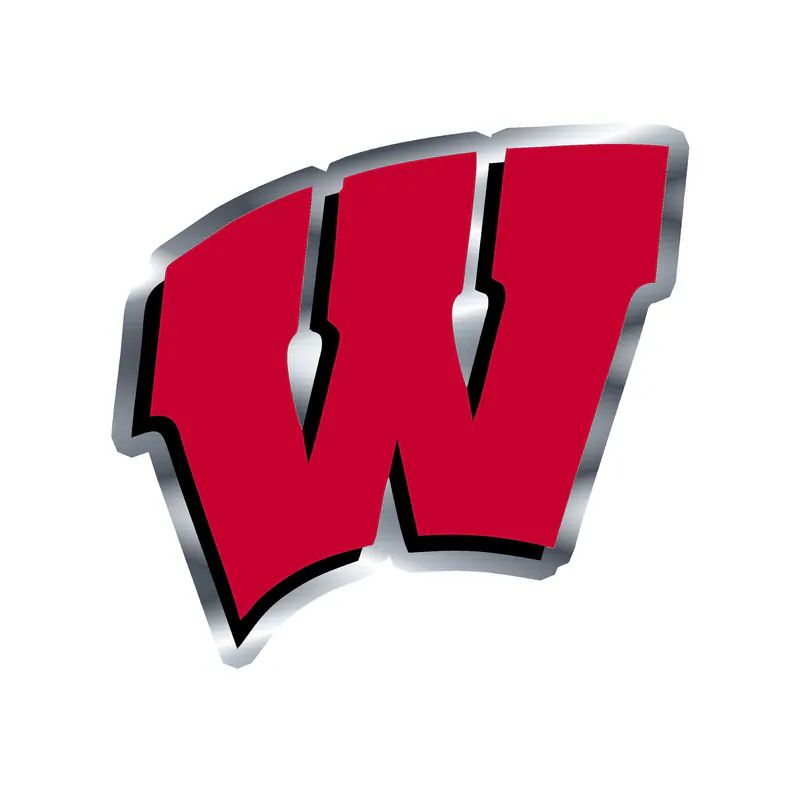 Wisconsin Badgers - W - Silver Chrome Vinyl Decal - Custom Size
