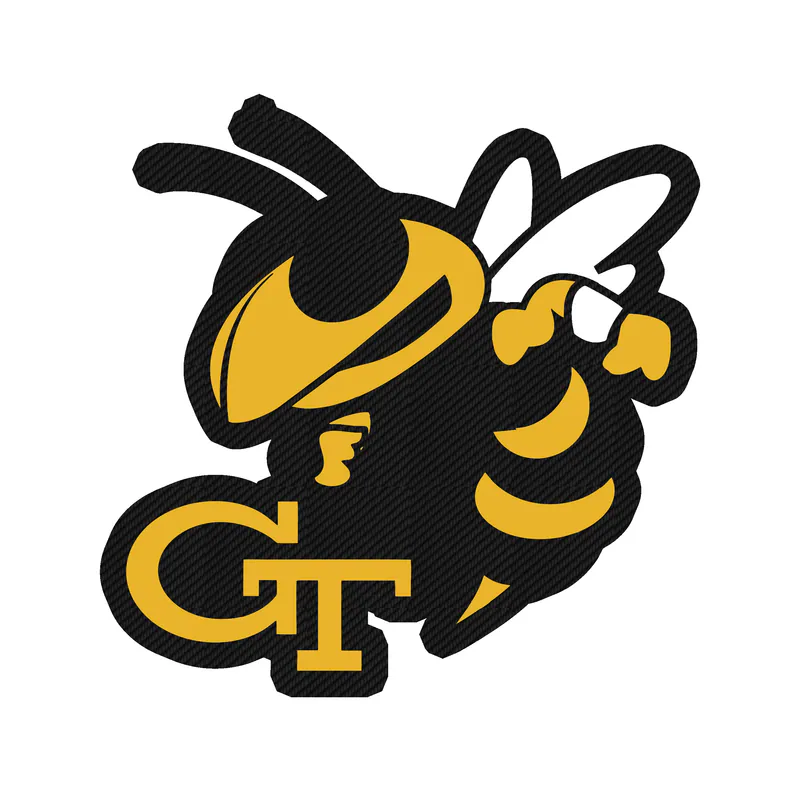 Georgia Tech Yellow Jackets Carbon Fiber Vinyl Decal - Custom Size