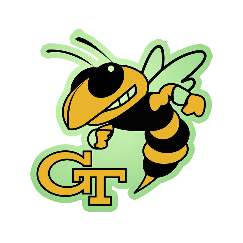 Georgia Tech Yellow Jackets Glow in the Dark Vinyl Decal - Custom Size