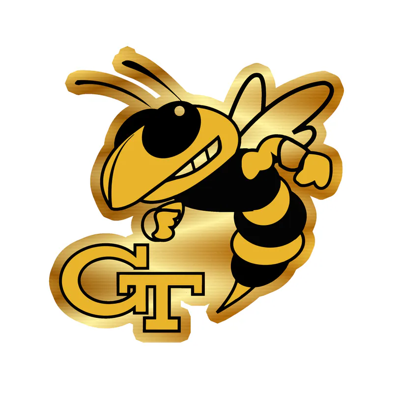 Georgia Tech Yellow Jackets Gold Chrome Vinyl Decal - Custom Size
