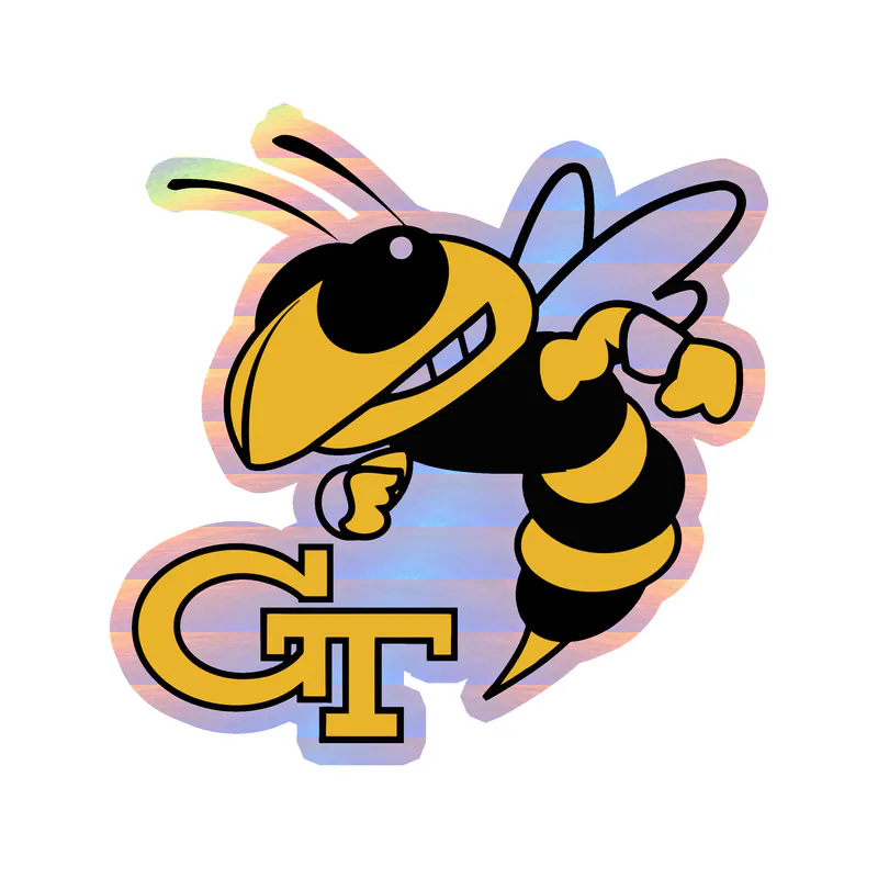 Georgia Tech Yellow Jackets Holographic Vinyl Decal - Custom Size