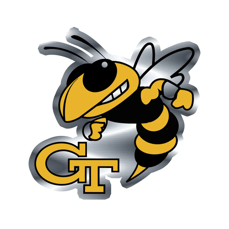 Georgia Tech Yellow Jackets Silver Chrome Vinyl Decal - Custom Size