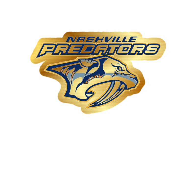 Nashville Predators - Tiger With Name Above - Gold Chrome Vinyl Sticker - Custom Size