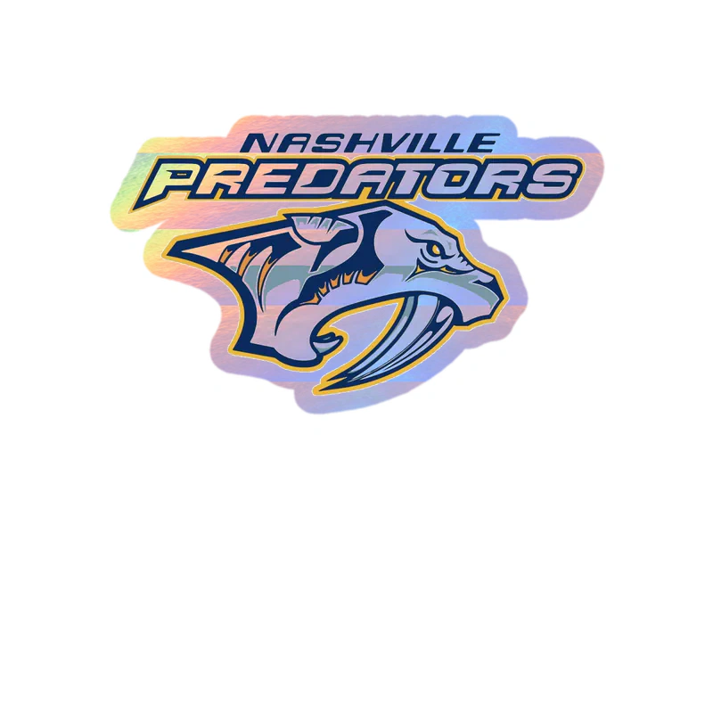 Nashville Predators - Tiger With Name Above - Holographic Vinyl Sticker - Custom Size