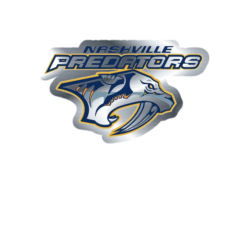 Nashville Predators - Tiger With Name Above - Silver Chrome Vinyl Sticker - Custom Size