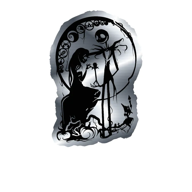 Nightmare Before Christmas Silver Chrome Vinyl Sticker - Custom Size