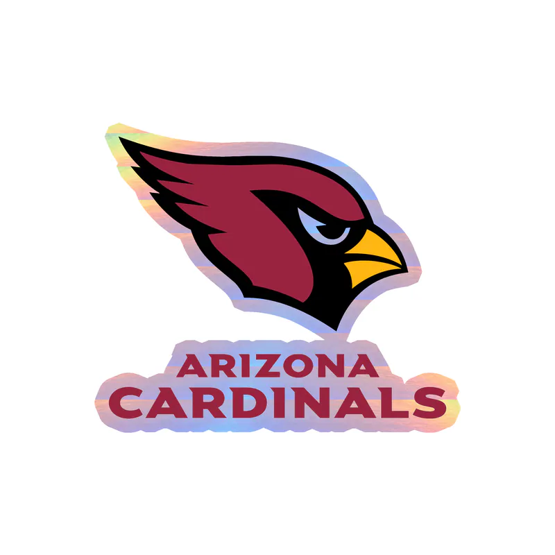 Arizona Cardinals - Head with Wording - Holographic Vinyl Sticker - Custom Size