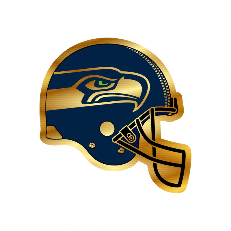 Seattle Seahawks Helmet - Image 2 - Gold Chrome Vinyl Sticker - Custom Size