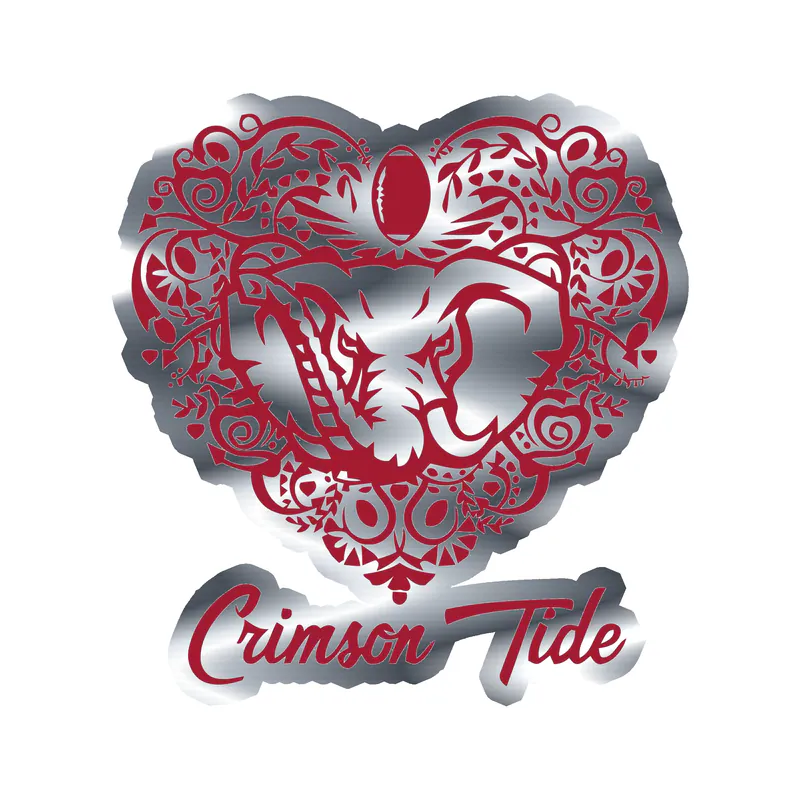 Alabama Crimson Tide - Image 7 - Silver Chrome Vinyl Decal - Custom Size