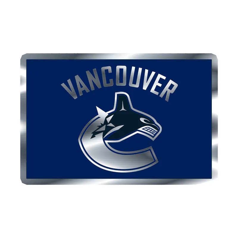 Vancouver Canucks - Square With Vancouver And C - Silver Chrome Vinyl Sticker - Custom Size