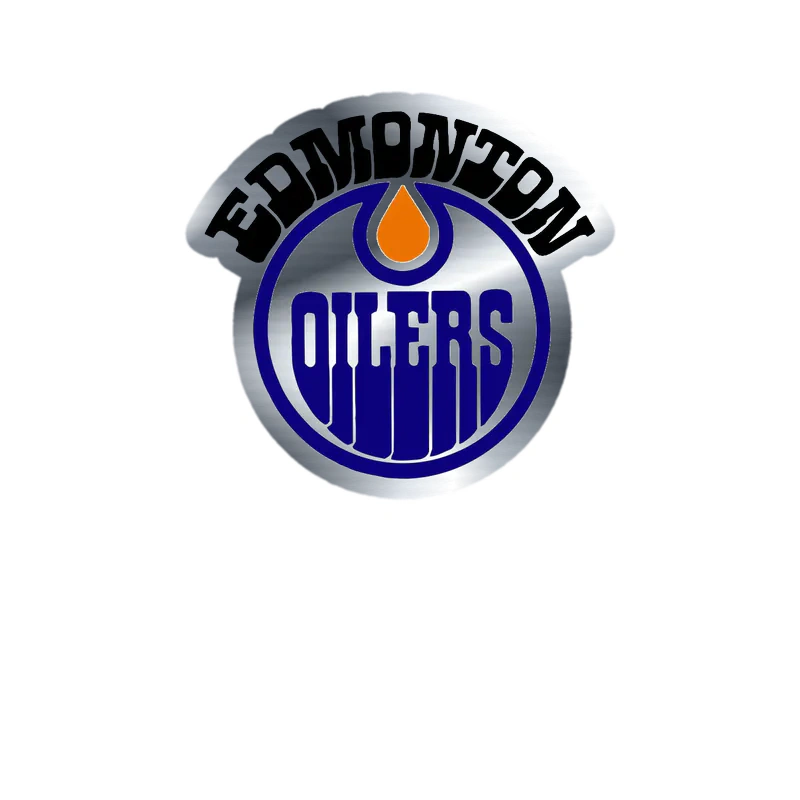 Edmonton Oilers - Circle With Name - Silver Chrome Vinyl Sticker - Custom Size