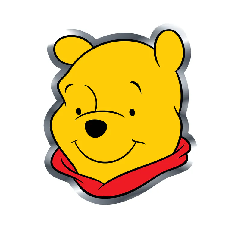 Winnie The Pooh - Silver Chrome Vinyl Sticker - Custom Size