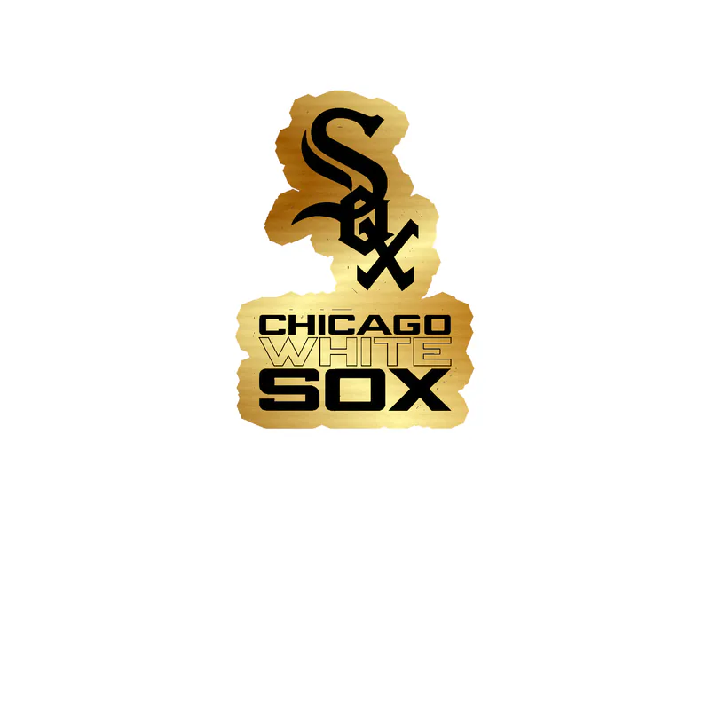 Chicago White Sox - Sox With Name on Bottom - Gold Chrome Vinyl Sticker - Custom Size