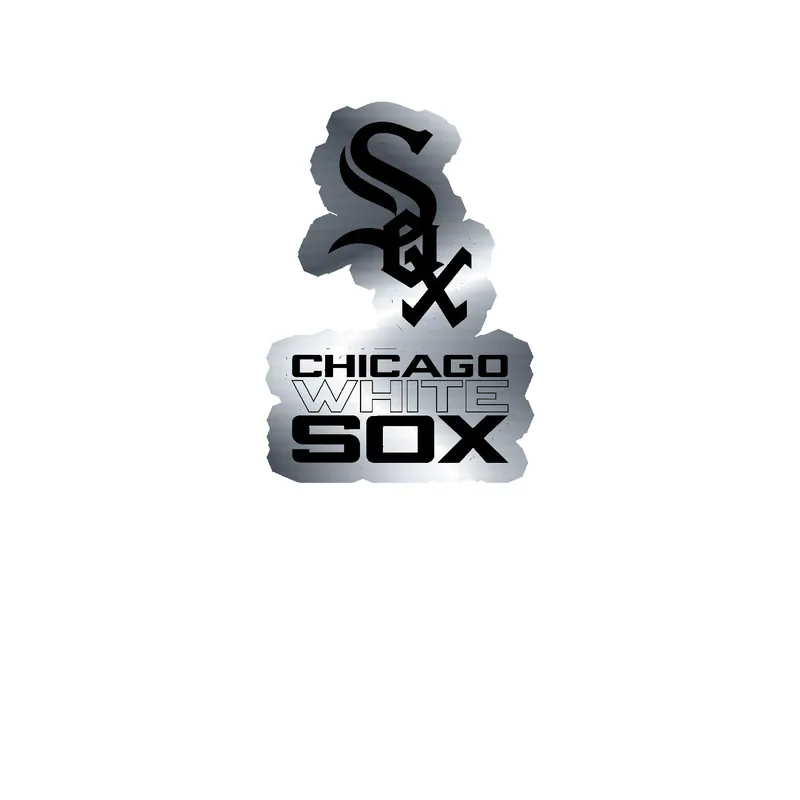 Chicago White Sox - Sox With Name on Bottom - Silver Chrome Vinyl Sticker - Custom Size