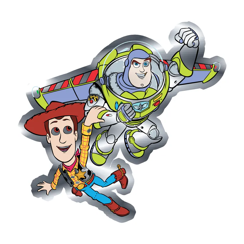 Toy Story Woody & Buzz Silver Chrome Vinyl Sticker - Custom Size