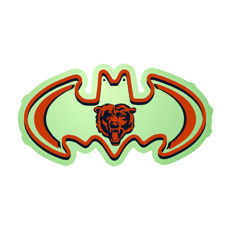 Chicago Bears - Batman with Bear - Glow in the Dark Vinyl Sticker - Custom Size