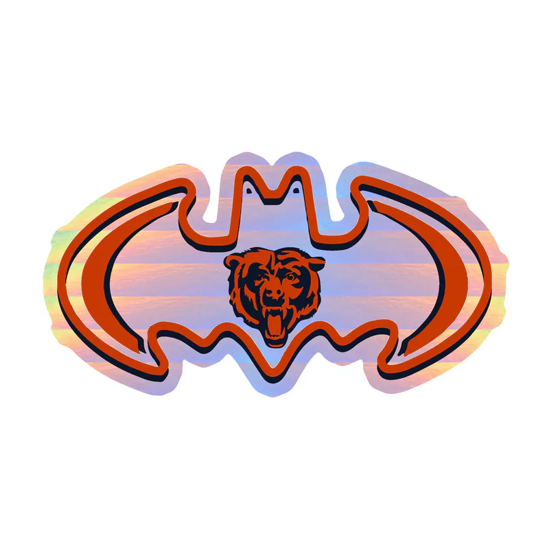 Chicago Bears - Batman with Bear - Holographic Vinyl Sticker - Custom Size