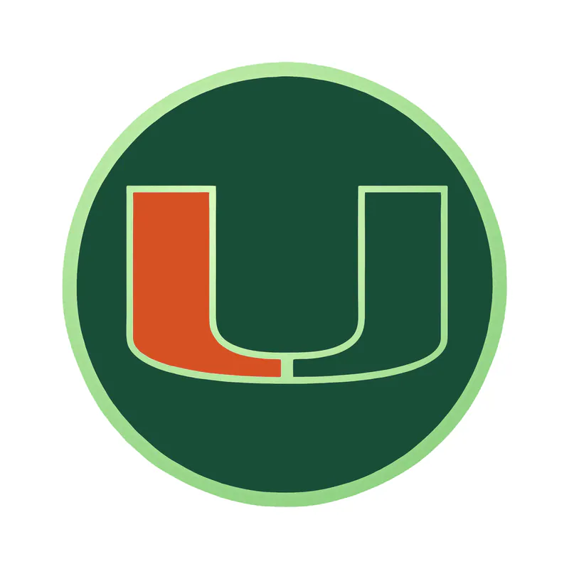 Miami Hurricanes - Green Circle - Glow in the Dark Vinyl Decal - Custom Size