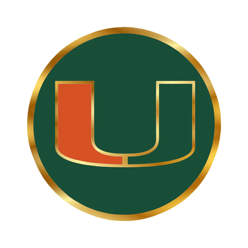 Miami Hurricanes - Green Circle - Gold Chrome Vinyl Decal - Custom Size