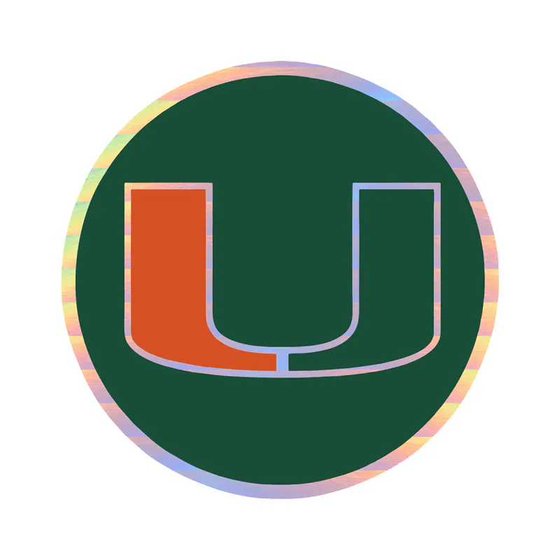 Miami Hurricanes - Green Circle - Holographic Vinyl Decal - Custom Size