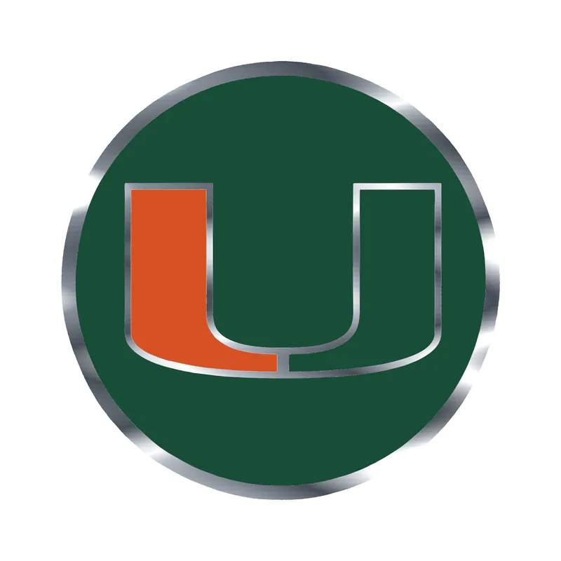 Miami Hurricanes - Green Circle - Silver Chrome Vinyl Decal - Custom Size