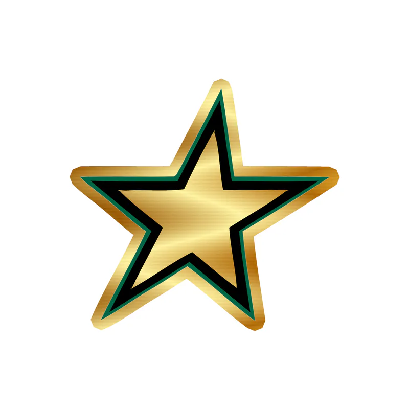 Dallas Stars  - Star - Gold Chrome Vinyl Sticker - Custom Size