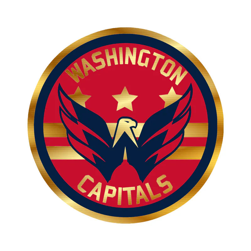 Washington Capitals - Circle With Bird In Middle - Gold Chrome Vinyl Sticker - Custom Size