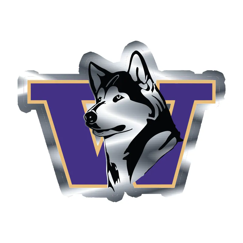 Washington Huskies - Image 3 - Silver Chrome Vinyl Decal - Custom Size