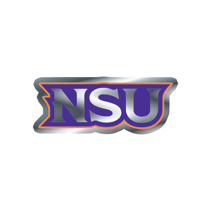 Northwestern State - Orange and Purple NSU - Silver Chrome Vinyl Decal - Custom Size